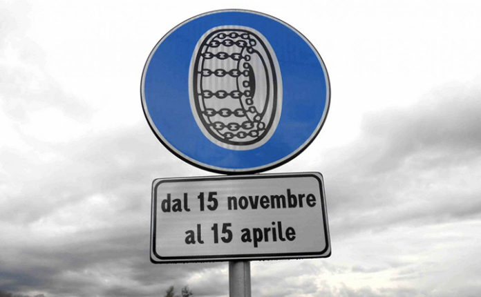 Obbligo transito con catene a bordo o pneumatici da neve dal 15/11/2018 al 15/04/2019